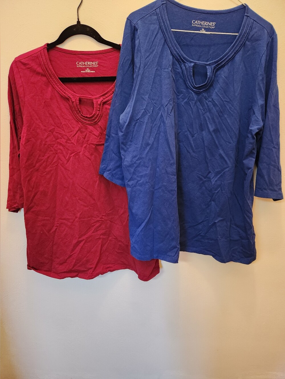 Bundle Of 2 Catherines Women's 3/4 Sleeve Keyhole Neck Top Size 0X